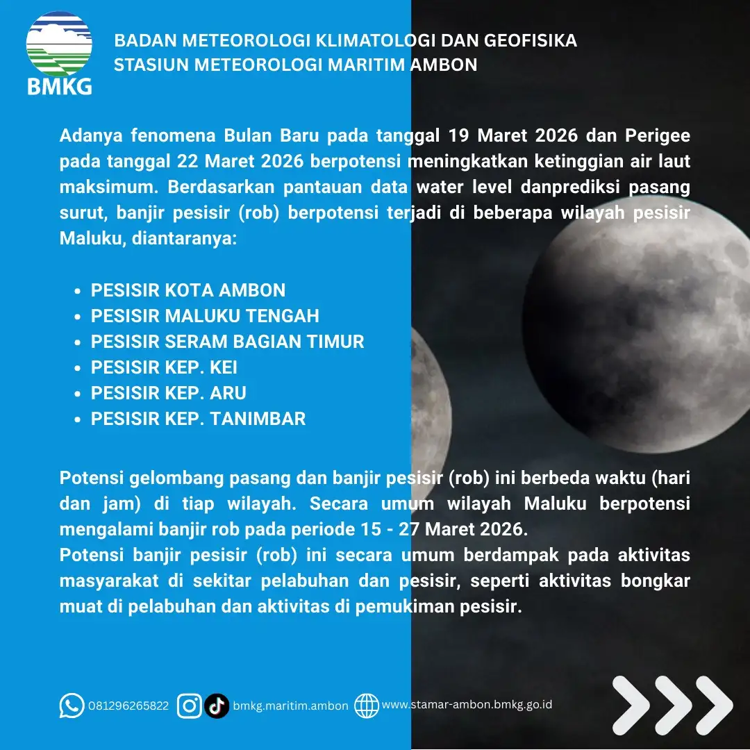 BMKG Ingatkan Ancaman Banjir Rob di Pesisir Maluku 15-27 Maret
