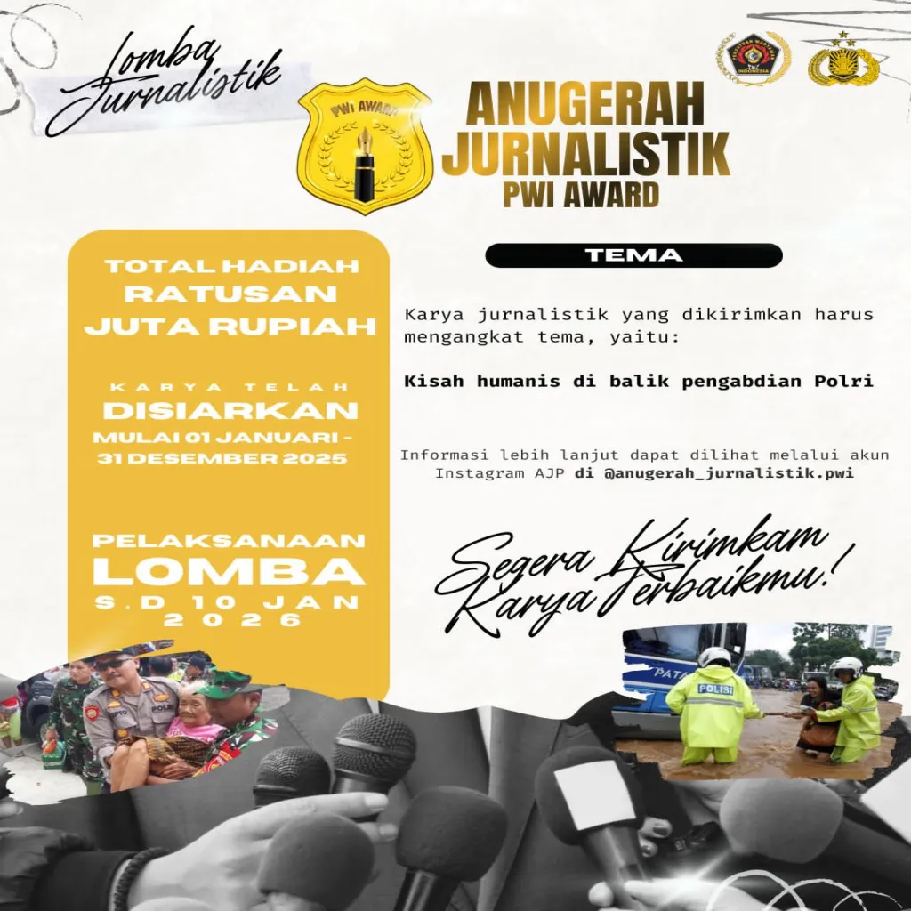 PWI Gelar AJP 2025 dengan Hadiah Rp300 Juta, Perkuat Peran Jurnalisme di Bencana Sumatera