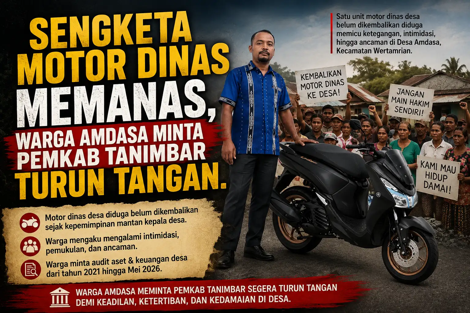 Sengketa Motor Dinas Memanas, Warga Amdasa Minta Pemkab Tanimbar Turun Tangan