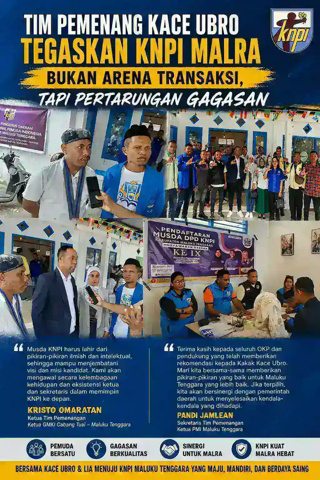 Tim Pemenangan Kace Ubro Tegaskan KNPI Malra Bukan Arena Transaksi,Tapi Pertarungan Gagasan