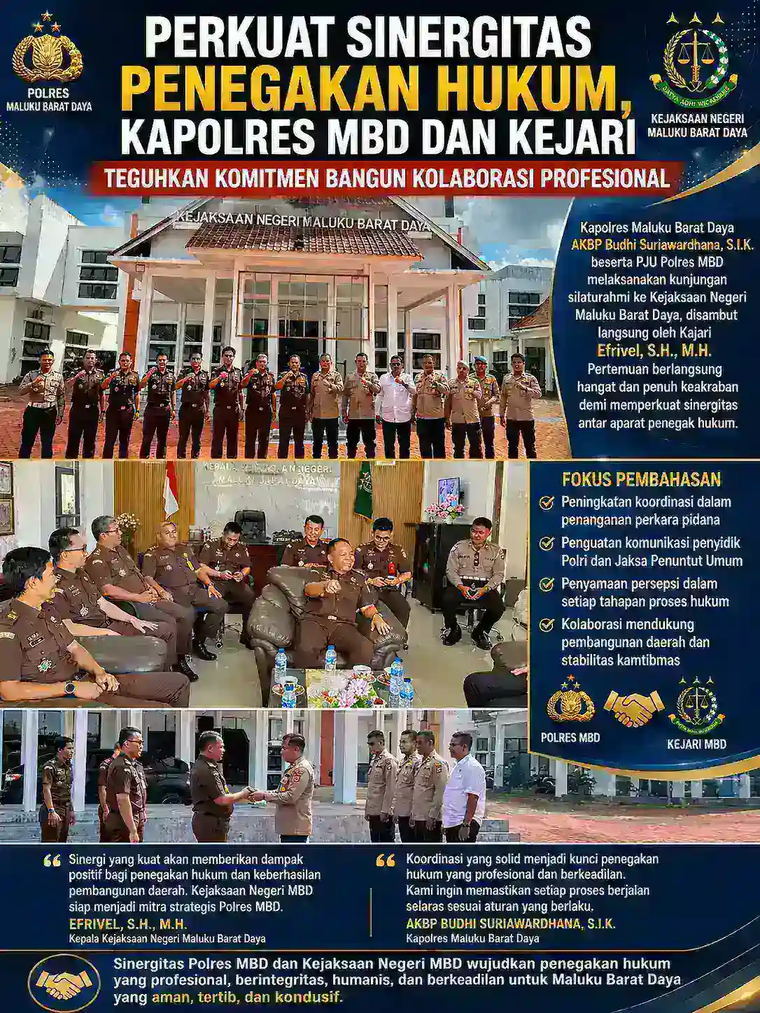 Perkuat Sinergitas Penegakan Hukum, Kapolres MBD dan Kajari Teguhkan Komitmen Bangun Kolaborasi Profesional