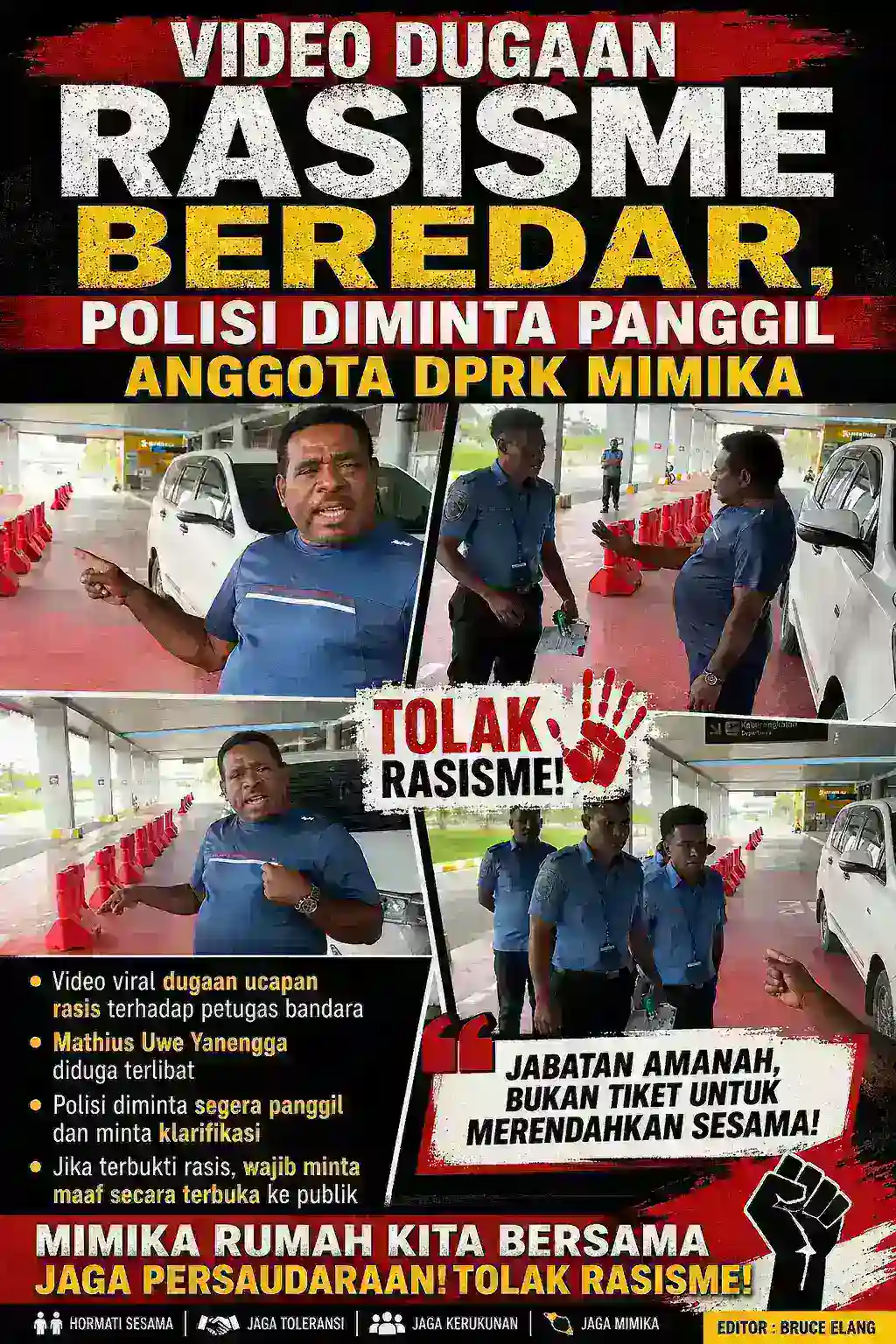 VIDEO DUGAAN RASISME BEREDAR, POLISI DIMINTA PANGGIL ANGGOTA DPRK MIMIKA