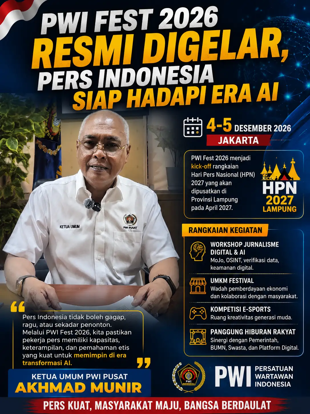 PWI Fest 2026 Resmi Digelar, Pers Indonesia Siap Hadapi Era AI