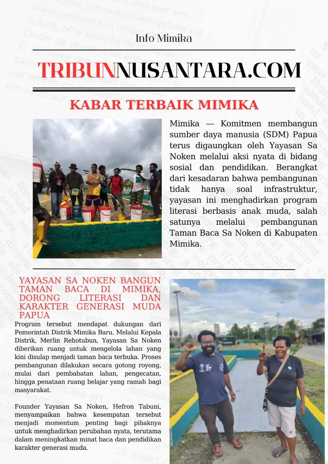 Yayasan Sa Noken Bangun Taman Baca di Mimika, Dorong Literasi Generasi Muda Papua
