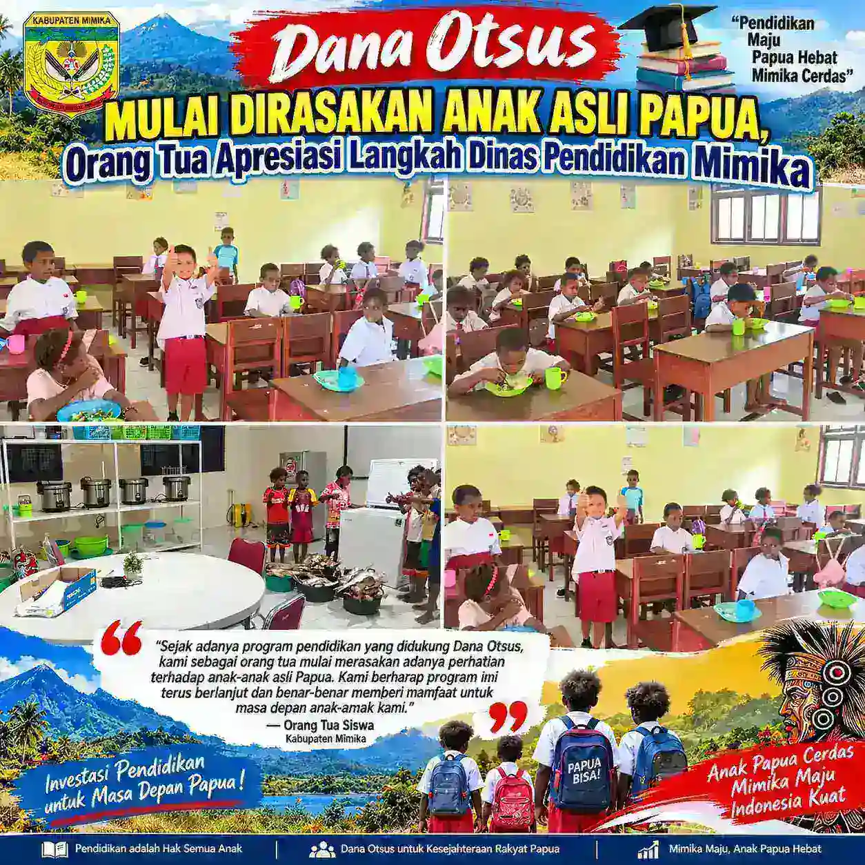 Dana Otsus Mulai Dirasakan Anak Asli Papua, Orang Tua Apresiasi Langkah Dinas Pendidikan Mimika