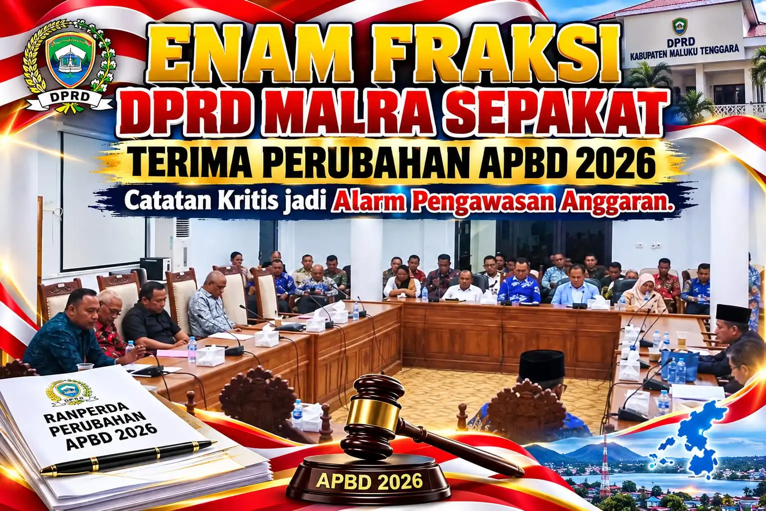 ENAM FRAKSI DPRD MALRA SEPAKAT TERIMA PERUBAHAN APBD 2026 — CATATAN KRITIS JADI ALARM PENGAWASAN ANGGARAN