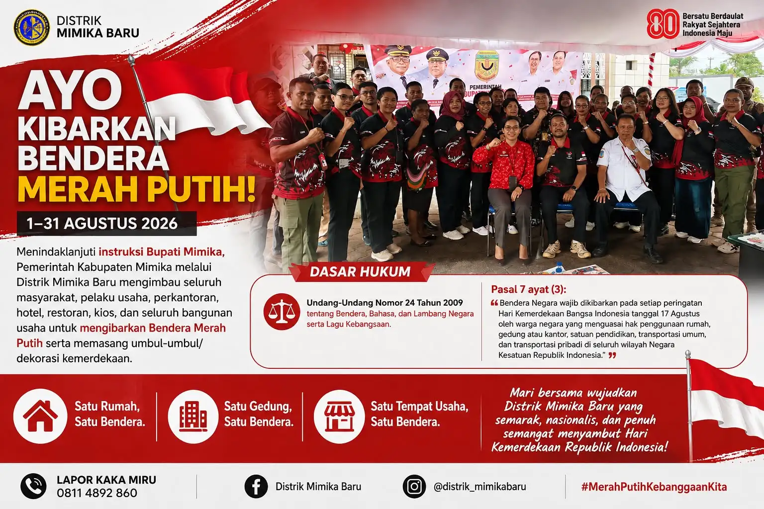 MERAH PUTIH BERKIBAR DI MIMIKA: SATU RUMAH, SATU BENDERA