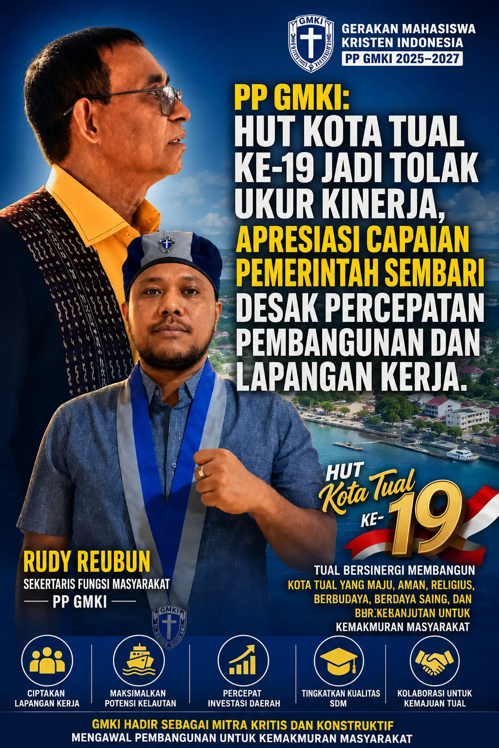 PP GMKI: HUT Kota Tual ke-19 Jadi Tolok Ukur Kinerja, Apresiasi Capaian Pemerintah Sembari Desak Percepatan Pembangunan dan Lapangan Kerja