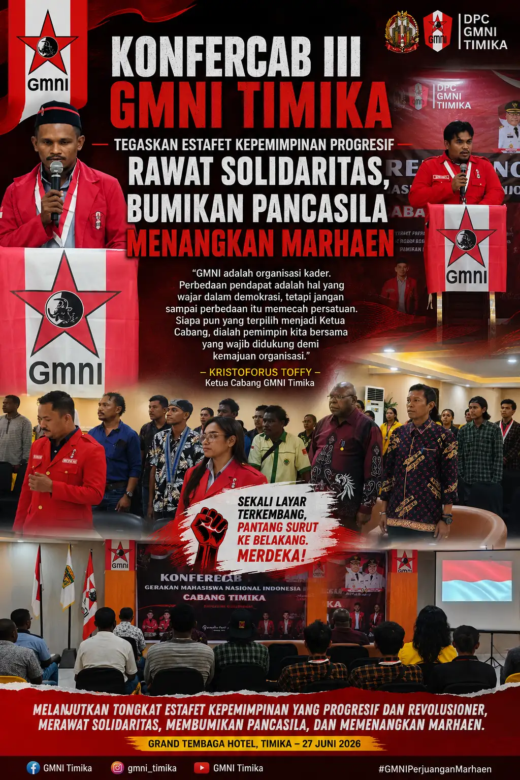 Konfercab III GMNI Timika Tegaskan Estafet Kepemimpinan Progresif: Rawat Solidaritas, Bumikan Pancasila, Menangkan Marhaen