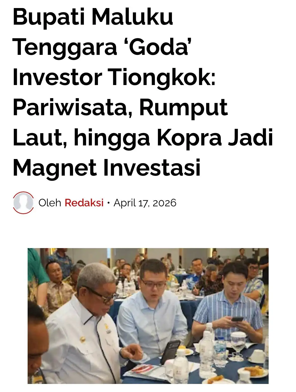 KNPI Apresiasi Upaya Bupati Maluku Tenggara Tarik Investor