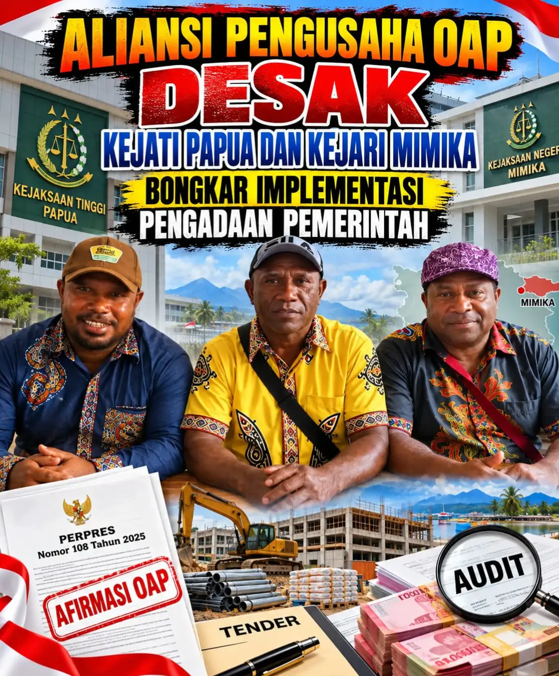 ALIANSI PENGUSAHA OAP DESAK KEJATI PAPUA DAN KEJARI MIMIKA BONGKAR IMPLEMENTASI PENGADAAN PEMERINTAH