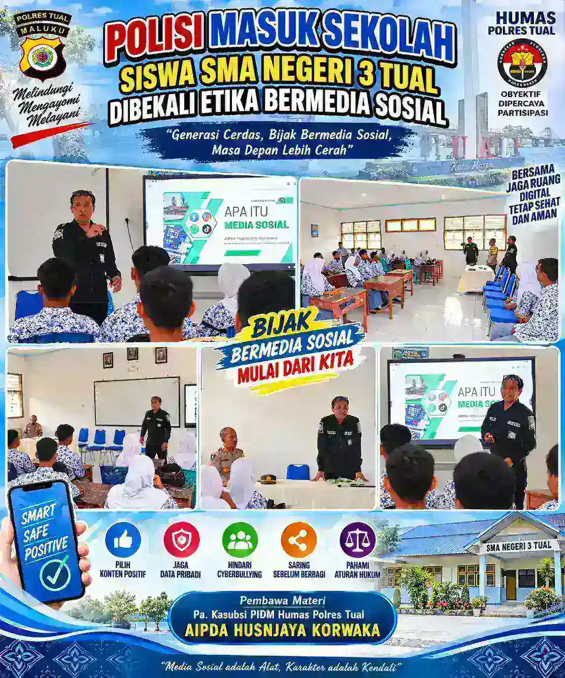 Polisi Masuk Sekolah, Siswa SMA Negeri 3 Tual Dibekali Etika Bermedia Sosial