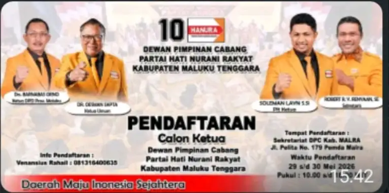 Muscab Hanura Maluku Tenggara: Penjaringan Dibuka, Tapi Tiket Ketua DPC Tetap di Tangan DPP