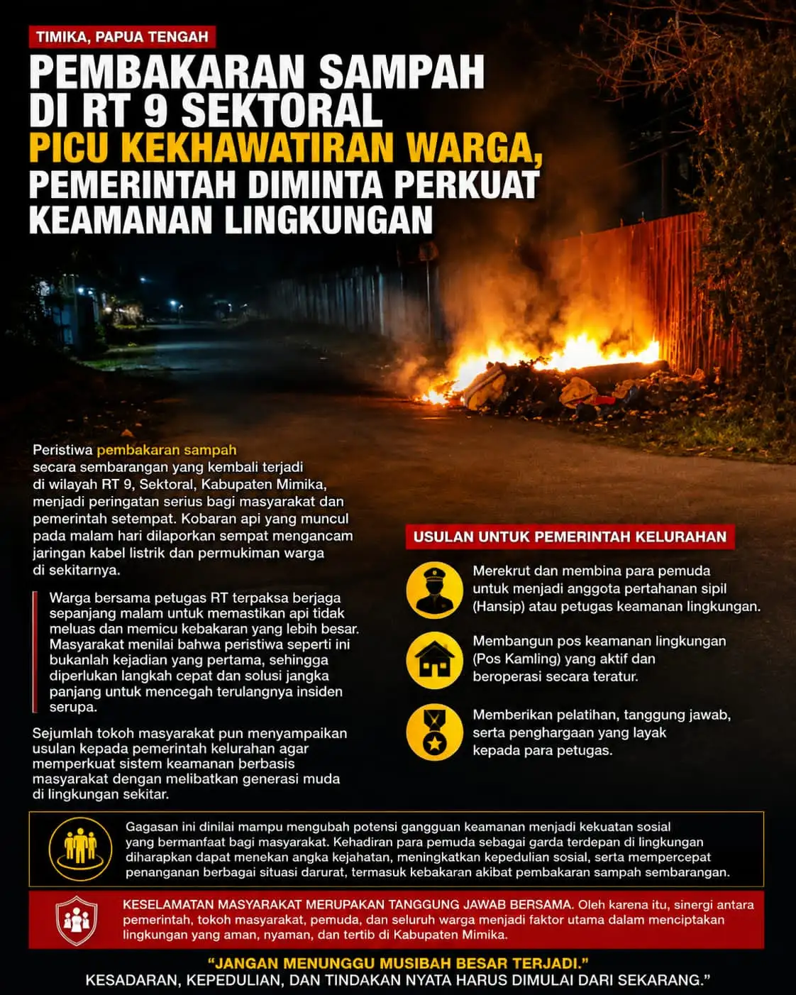 PEMBAKARAN SAMPAH DI RT 9 SEKTORAL PICU KEKHAWATIRAN WARGA, PEMERINTAH DIMINTA PERKUAT KEAMANAN LINGKUNGAN