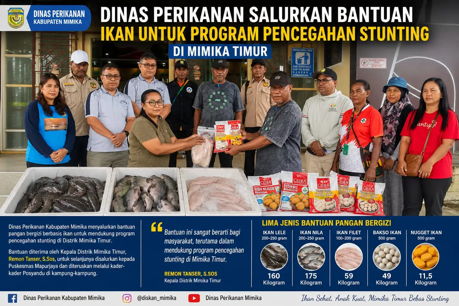 DINAS PERIKANAN SALURKAN BANTUAN IKAN UNTUK PROGRAM PENCEGAHAN STUNTING DI MIMIKA TIMUR