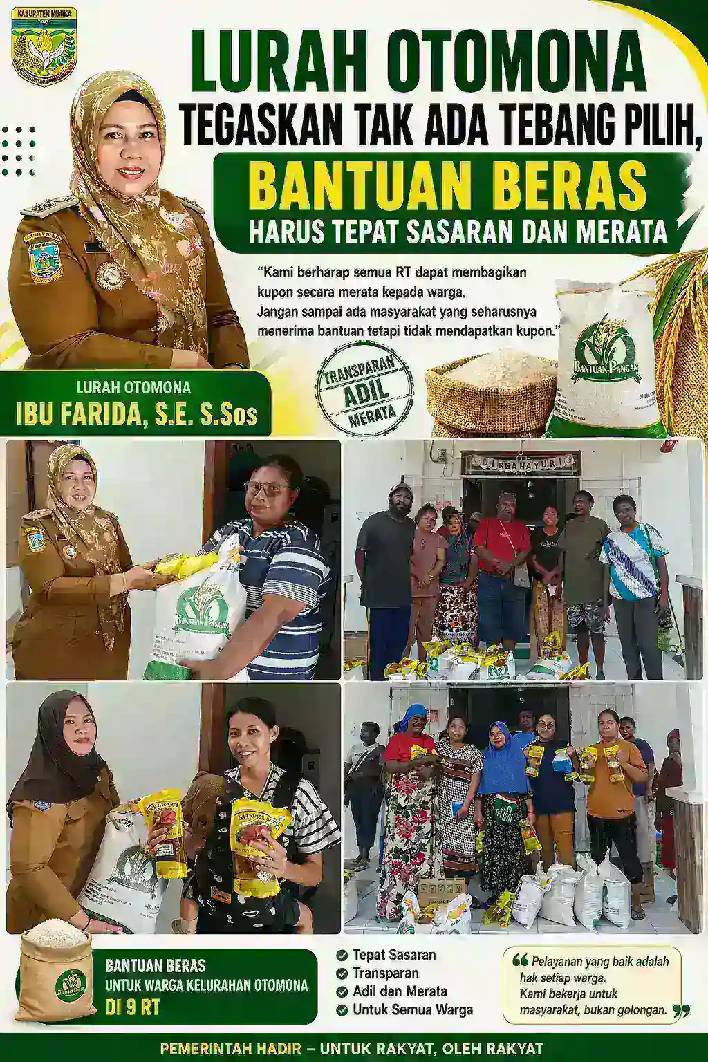 Lurah Otomona Tegaskan Tak Ada Tebang Pilih, Bantuan Beras Harus Tepat Sasaran dan Merata