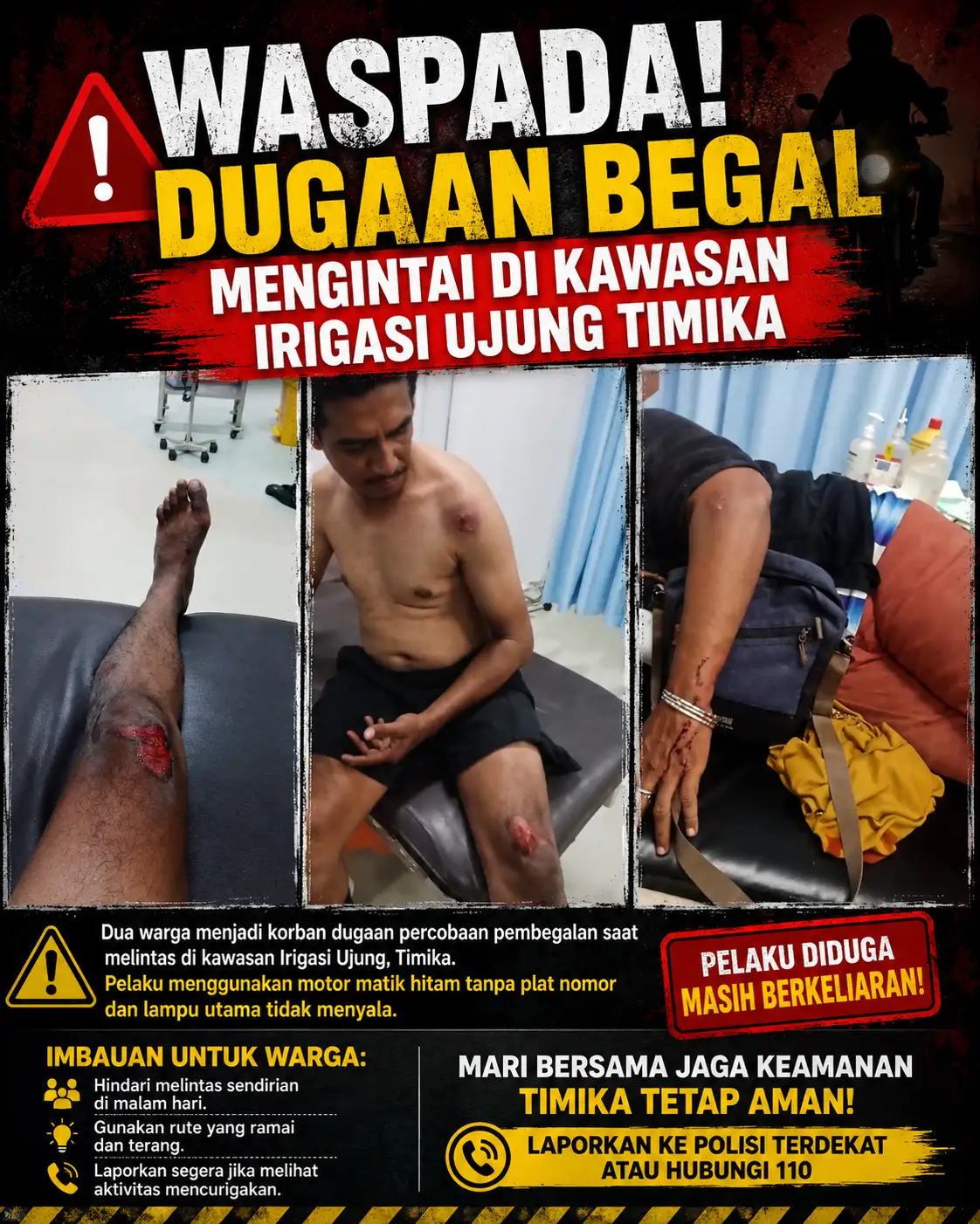 Dugaan Begal Mengintai di Kawasan Irigasi Ujung Timika