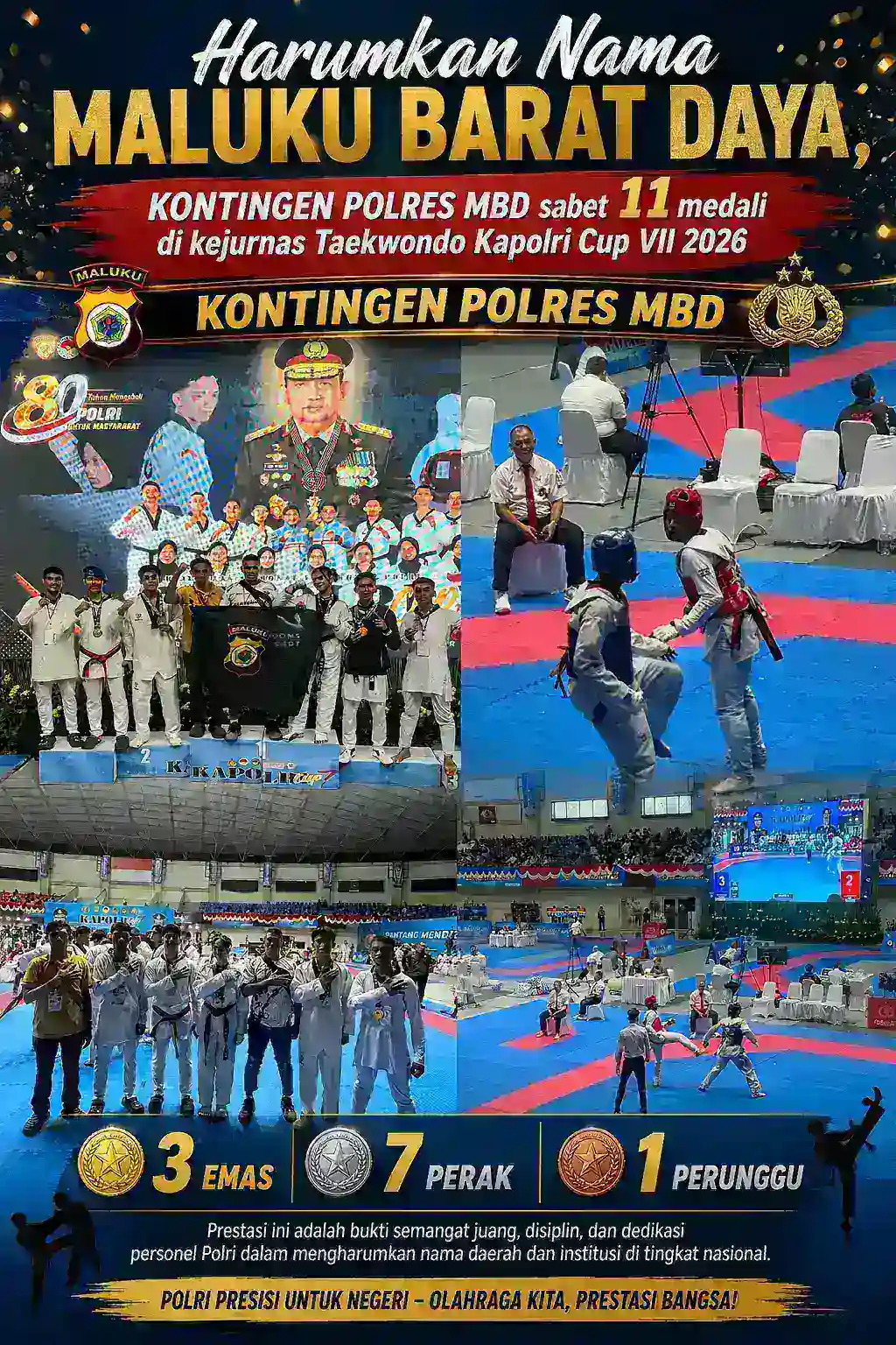 Harumkan Nama Maluku Barat Daya, Kontingen Polres MBD Sabet 11 Medali di Kejurnas Taekwondo Kapolri Cup VII 2026