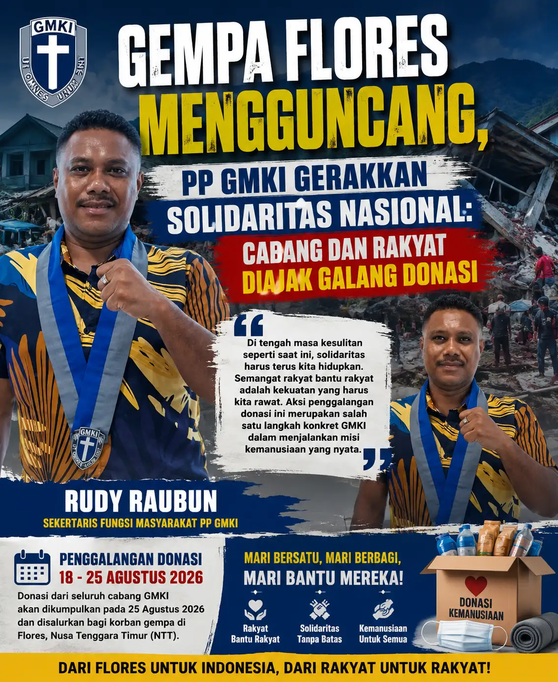 Gempa Flores Mengguncang, PP GMKI Gerakkan Solidaritas Nasional: Cabang dan Rakyat Diajak Galang Donasi