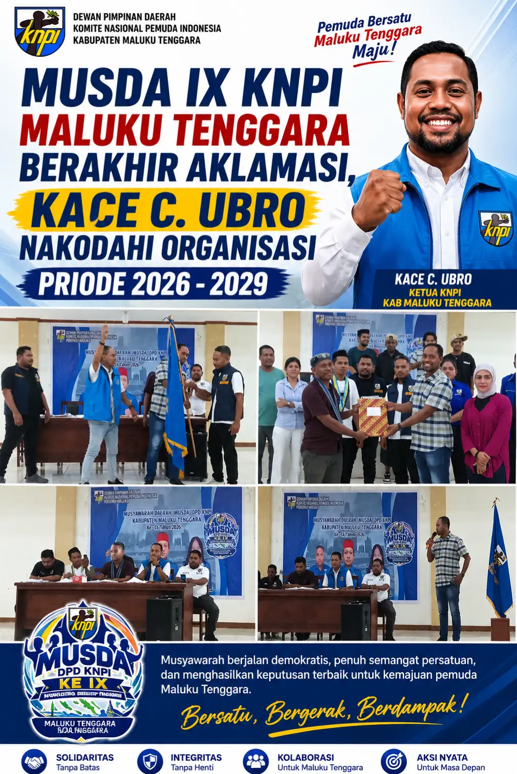 Musda IX KNPI Maluku Tenggara Berakhir Aklamasi, Kace C. Ubro Nahkodai Organisasi Periode 2026–2029