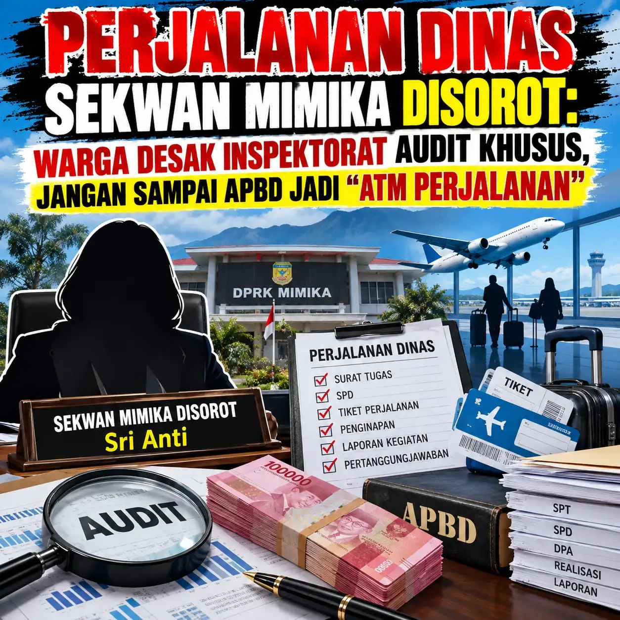 PERJALANAN DINAS SEKWAN MIMIKA DISOROT: WARGA DESAK INSPEKTORAT AUDIT KHUSUS, JANGAN SAMPAI APBD JADI “ATM PERJALANAN”