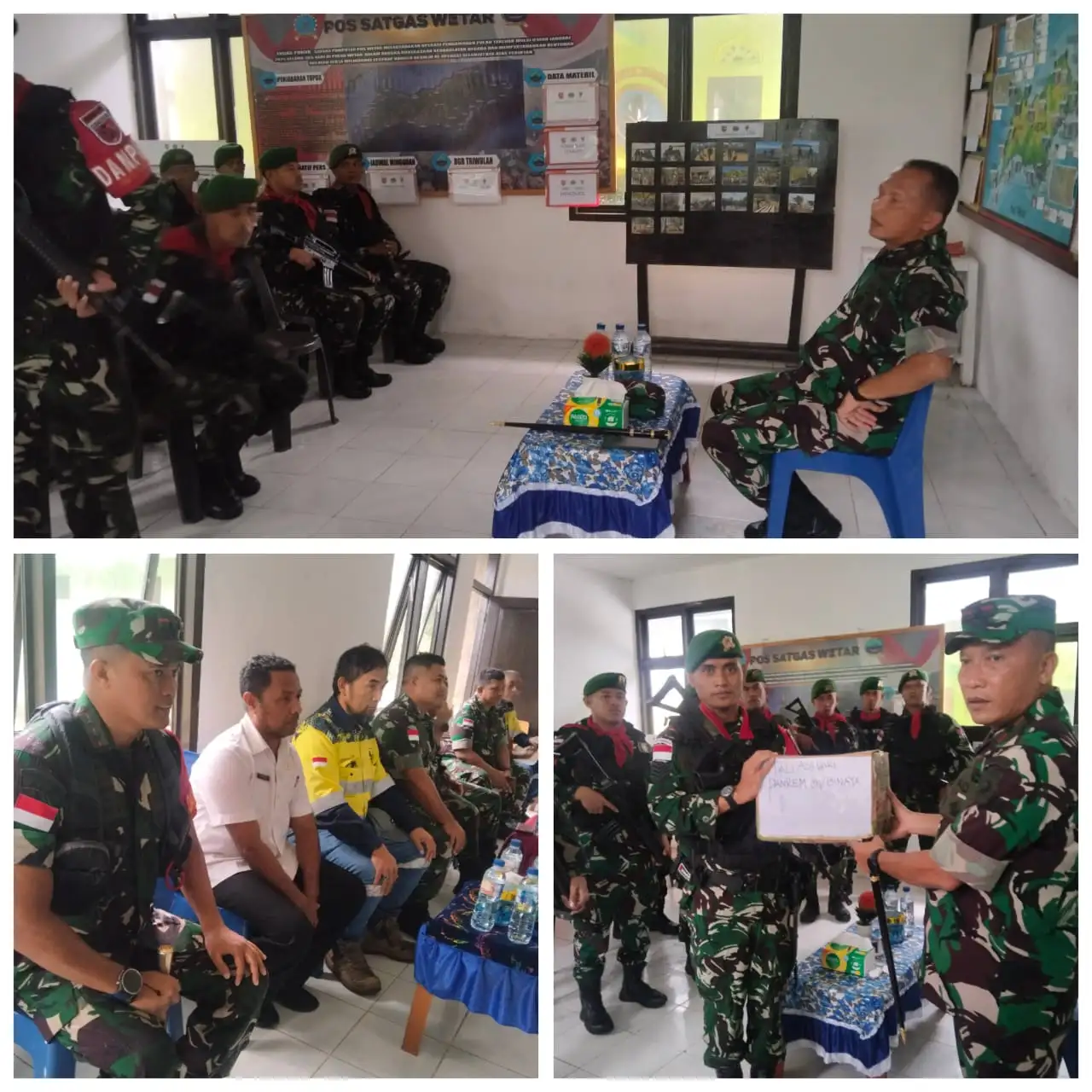 DANREM 151/BINAIYA BERSAMA DANDIM 1511 DAN ROMBONGAN TINJAU POS PAMPUTER SATGAS WETAR, TETAP TEMBUS MEDAN LONGSOR DEMI PRAJURIT PERBATASAN