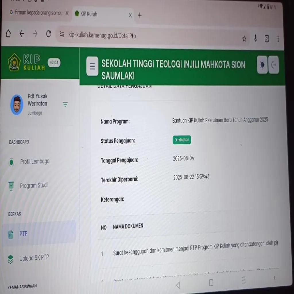 STTIMAS Saumlaki Masuk 23 Sekolah Tinggi Penerima KIP Kuliah Dirjen Bimas Kristen Kemenag RI