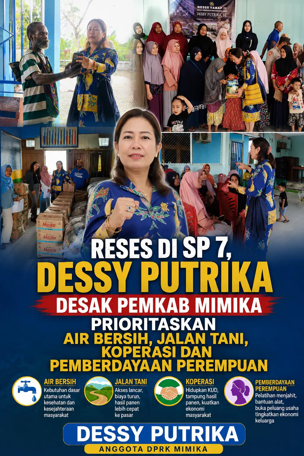 Reses di SP 7, Dessy Putrika Desak Pemkab Mimika Prioritaskan Air Bersih, Jalan Tani, Koperasi, dan Pemberdayaan Perempuan