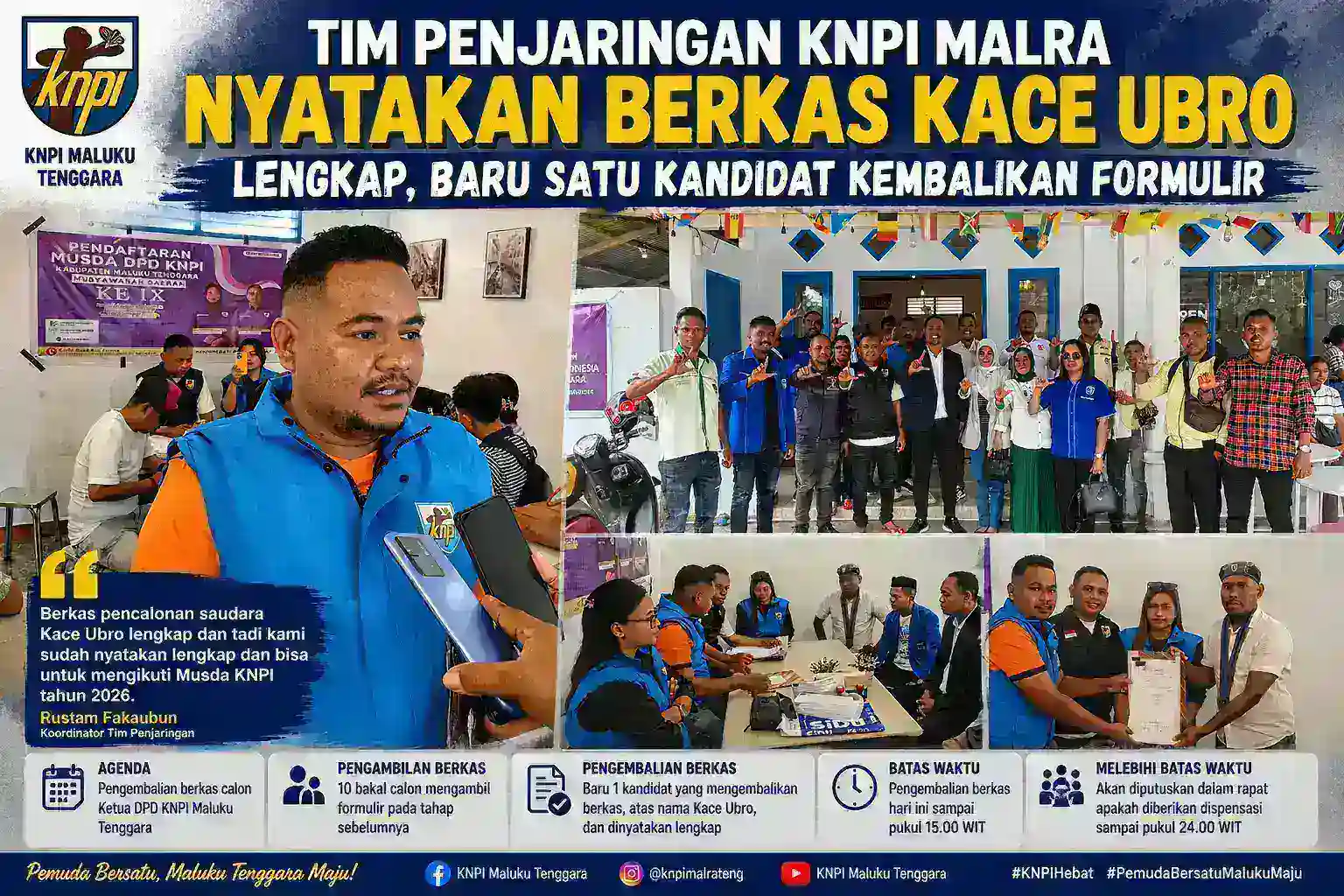 Tim Penjaringan KNPI Malra Nyatakan Berkas Kace Ubro Lengkap, Baru Satu Kandidat Kembalikan Formulir