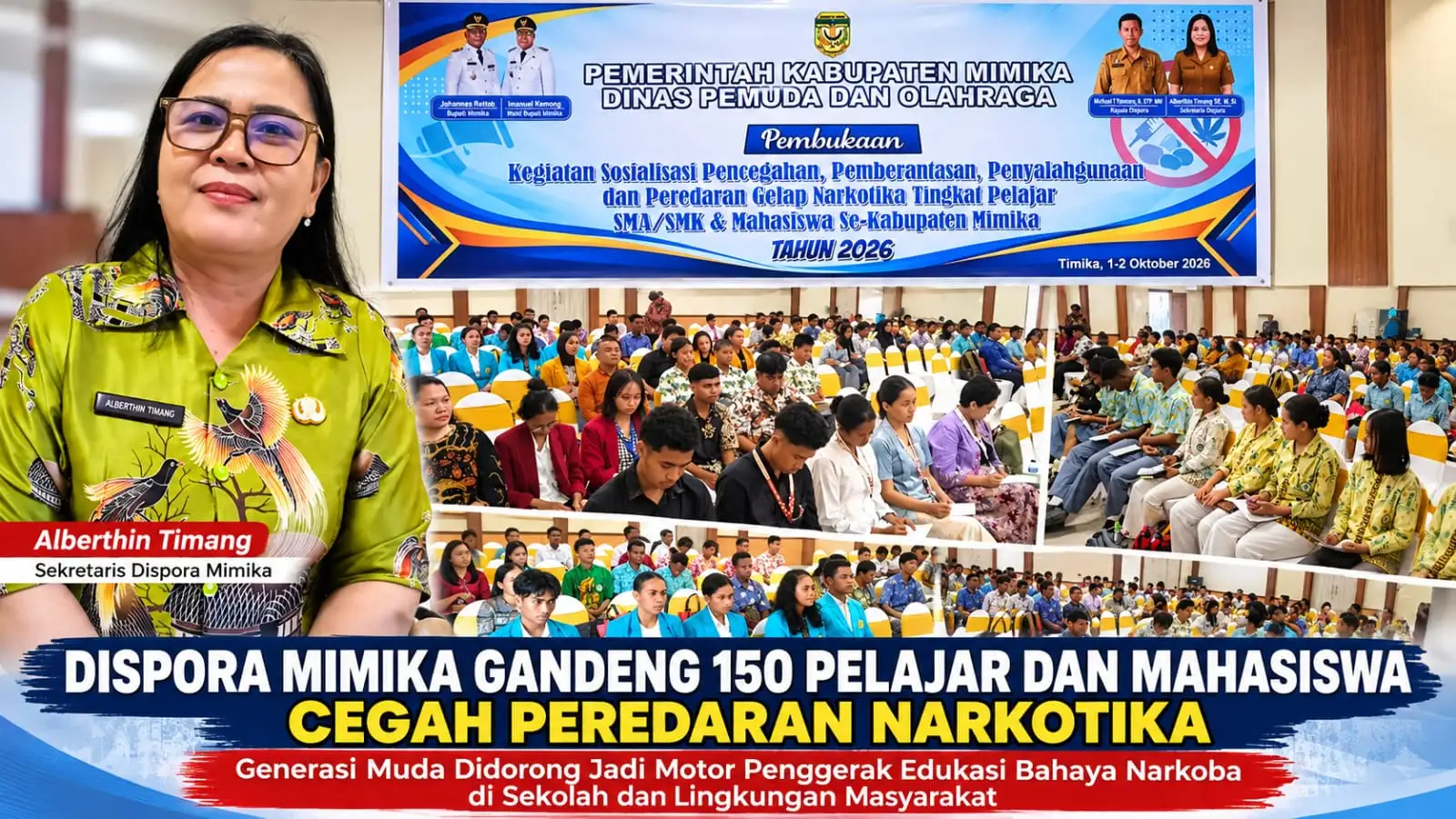 Dispora Mimika Libatkan 150 Pelajar dan Mahasiswa Perkuat Gerakan P4GN