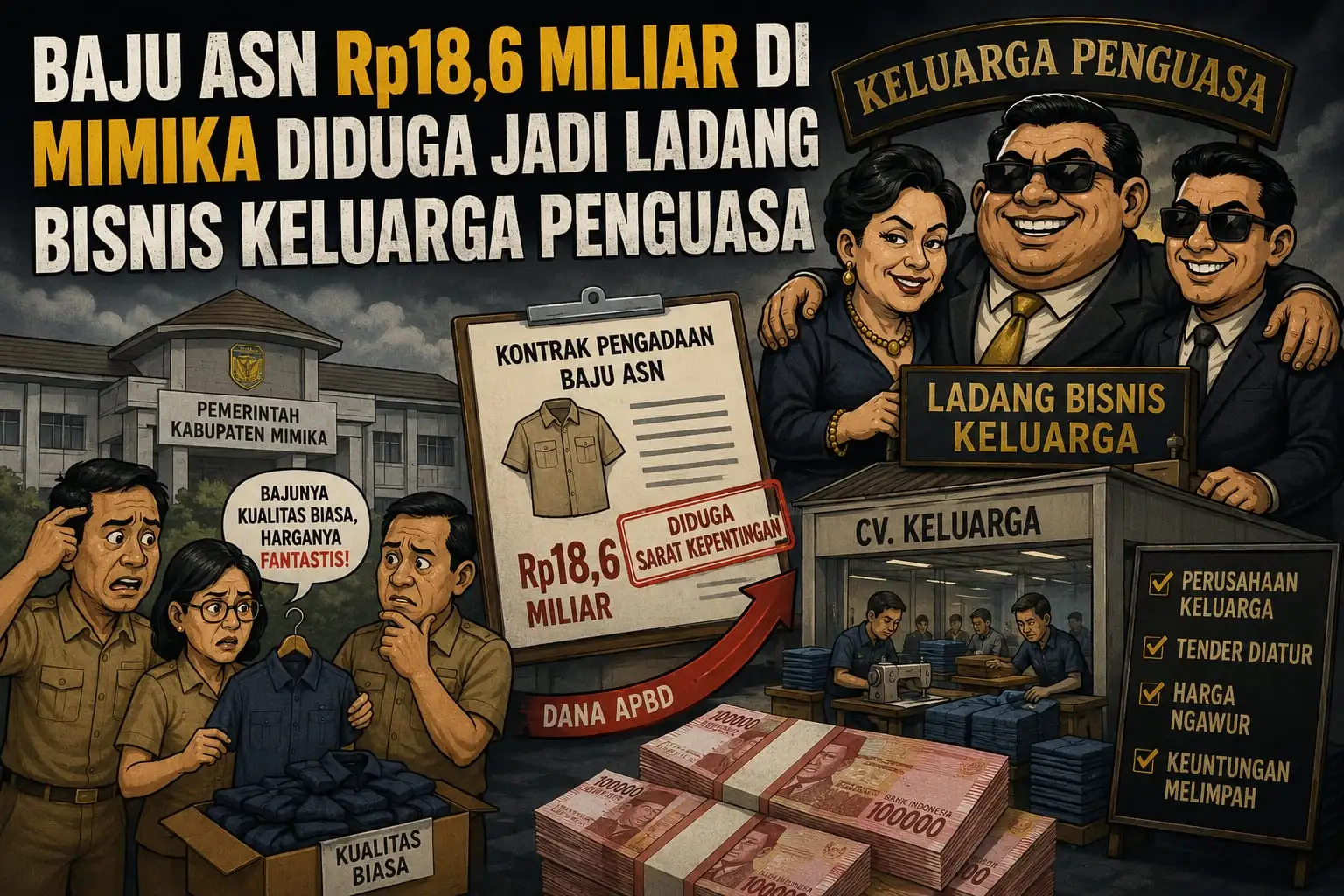 DIDUGA KKN MENGGURITA DI BALIK PROYEK BAJU ASN Rp18,6 MILIAR, ANAK AMUNGME BUKA SUARA