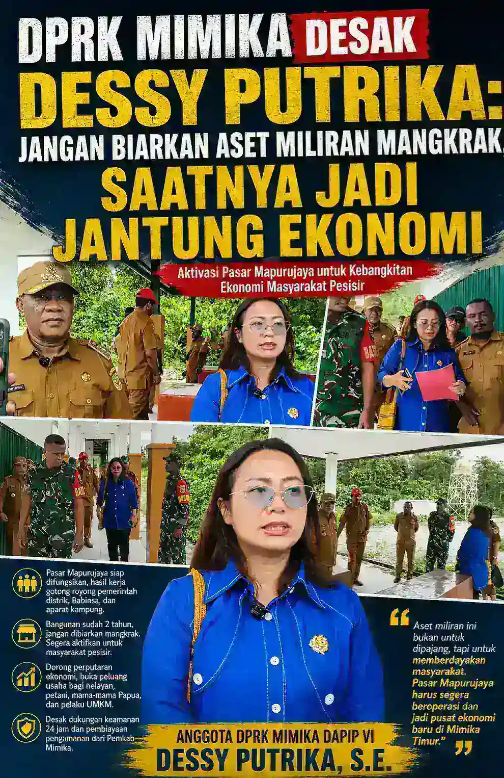 DPRK Mimika Desak Aktivasi Pasar Mapurujaya, Dessy Putrika: Jangan Biarkan Aset Miliaran Mangkrak, Saatnya Jadi Jantung Ekonomi Pesisir