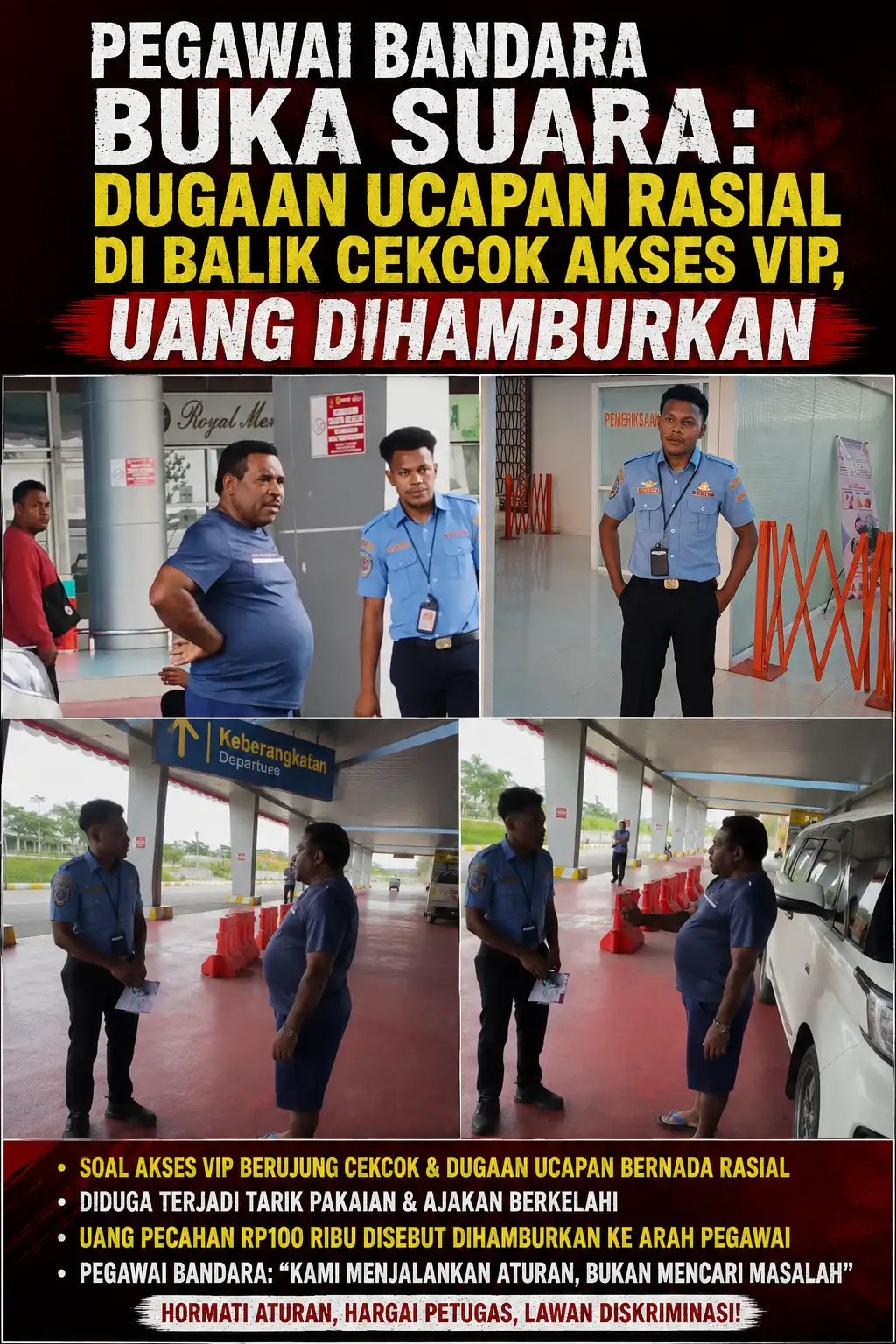 PEGAWAI BANDARA BUKA SUARA: DUGAAN UCAPAN RASIAL DI BALIK CEKCOK AKSES VIP, UANG DIHAMBURKAN