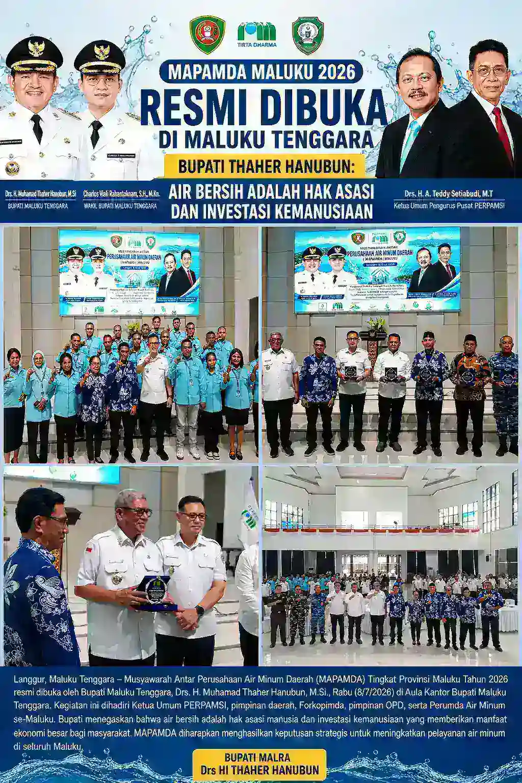 MAPAMDA Maluku 2026 Resmi Dibuka di Maluku Tenggara, Bupati Thaher Hanubun: Air Bersih adalah Hak Asasi dan Investasi Kemanusiaan