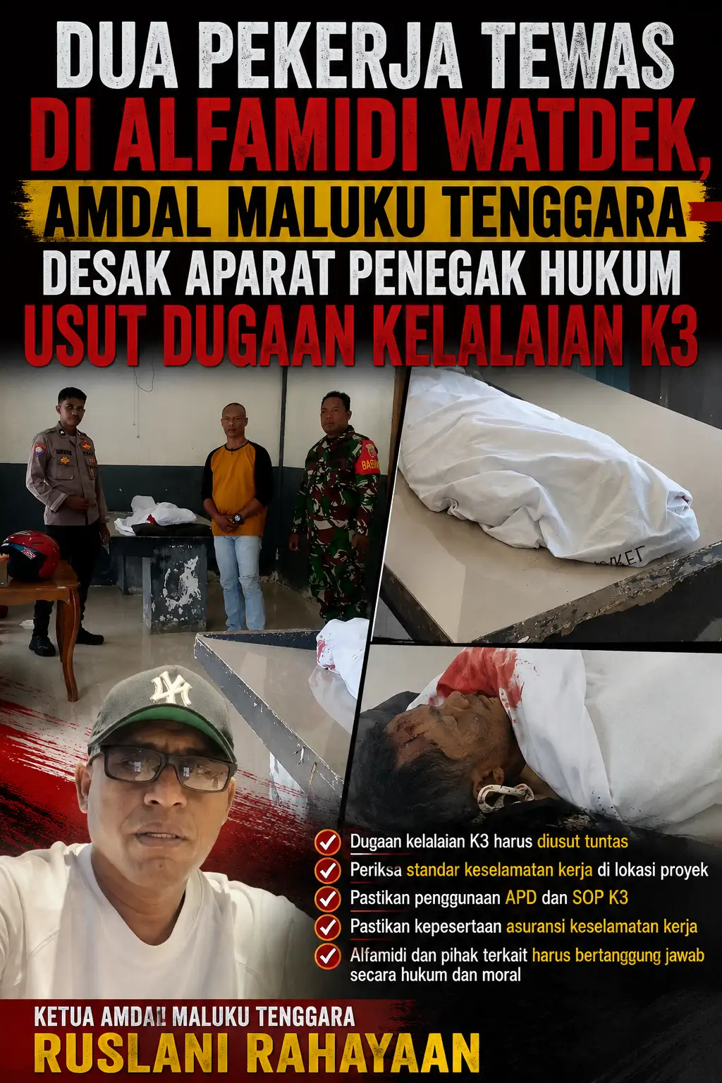 Dua Pekerja Tewas di Alfamidi Watdek, AMDAL Maluku Tenggara Desak Aparat Hukum Usut Dugaan Kelalaian K3
