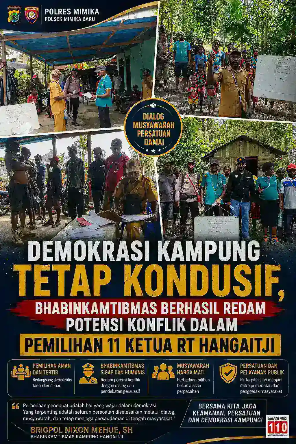 Demokrasi Kampung Tetap Kondusif, Bhabinkamtibmas Berhasil Redam Potensi Konflik dalam Pemilihan 11 Ketua RT Hangaitji
