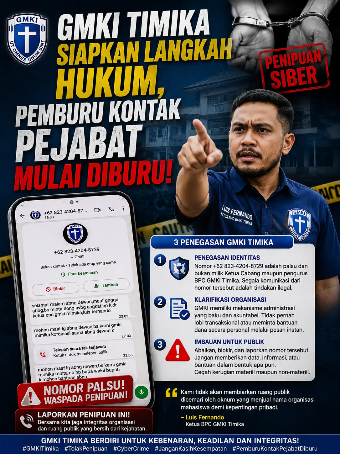 GMKI Timika Siapkan Langkah Hukum, Pemburu Kontak Pejabat Mulai Diburu