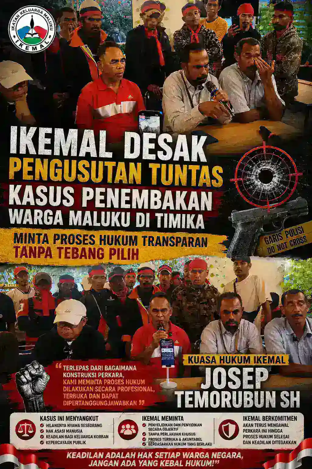 IKEMAL Desak Pengusutan Tuntas Kasus Penembakan Warga Maluku di Timika, Minta Proses Hukum Transparan Tanpa Tebang Pilih