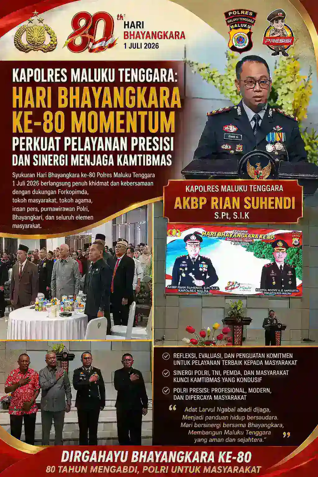 Kapolres Maluku Tenggara: Hari Bhayangkara ke-80 Momentum Perkuat Pelayanan Presisi dan Sinergi Menjaga Kamtibmas
