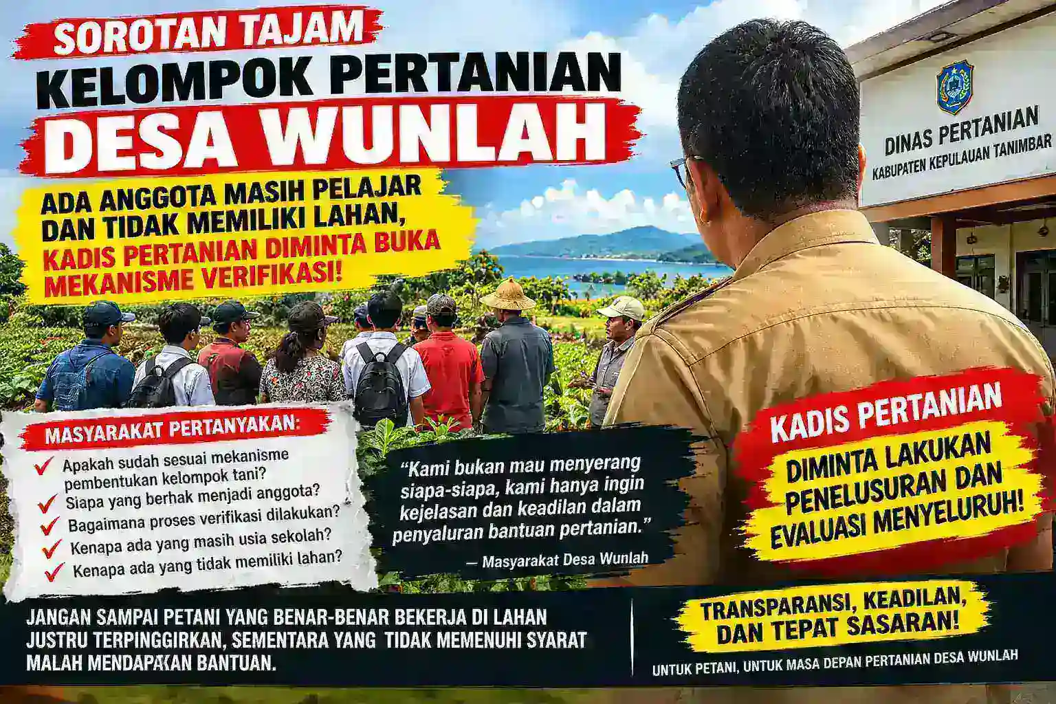 Bantuan Pertanian Tanimbar Disorot: Ada Anggota Masih Sekolah dan Disebut Tak Punya Lahan, Kadis Diminta Buka Data