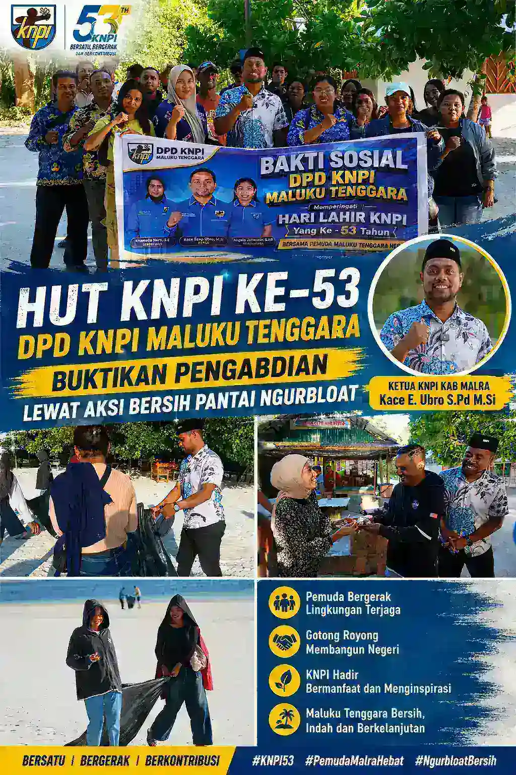 HUT KNPI ke-53: DPD KNPI Maluku Tenggara Buktikan Pengabdian Lewat Aksi Bersih Pantai Ngurbloat