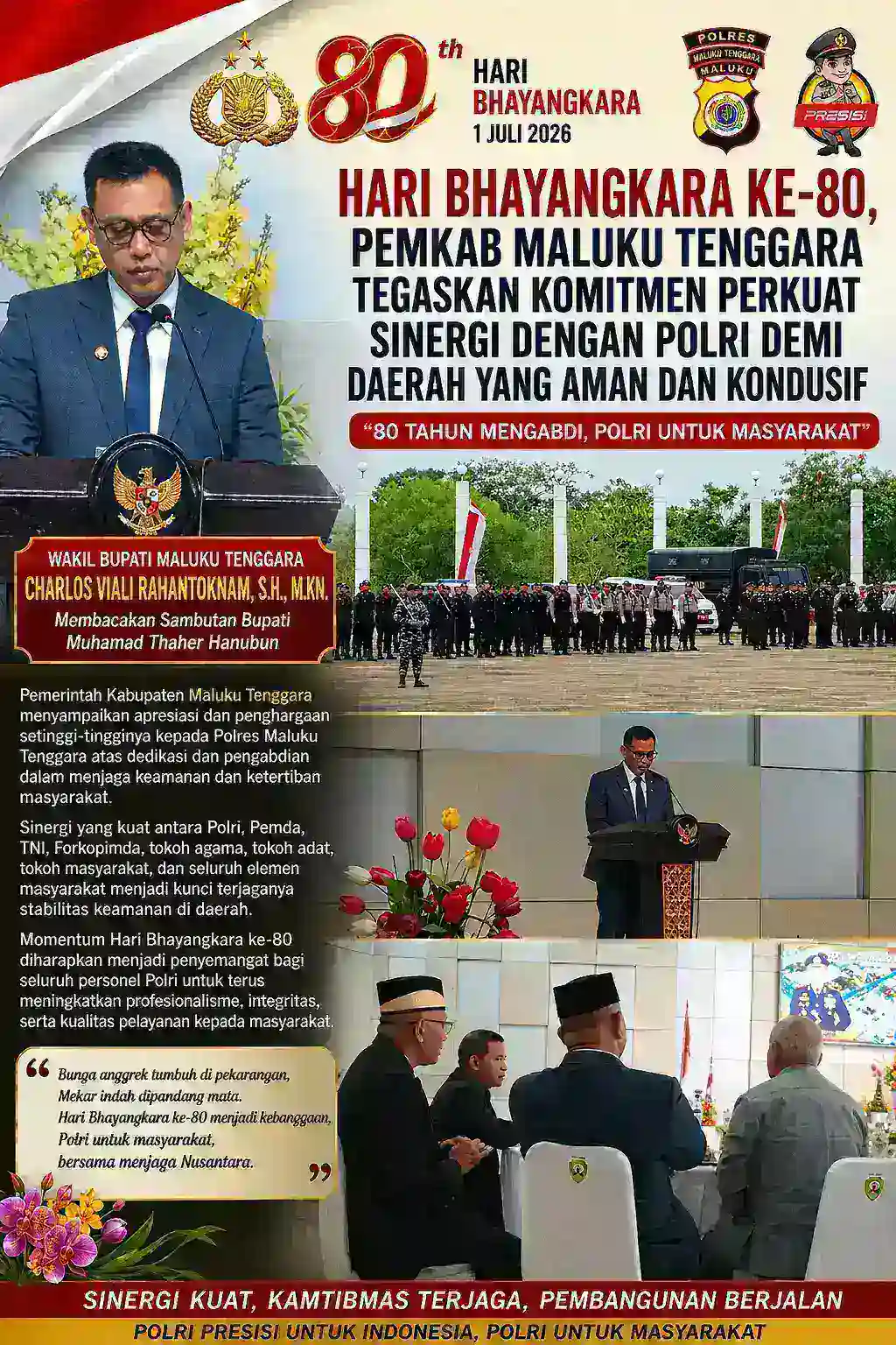 Hari Bhayangkara ke-80, Pemkab Maluku Tenggara Tegaskan Komitmen Perkuat Sinergi dengan Polri Demi Daerah yang Aman dan Kondusif