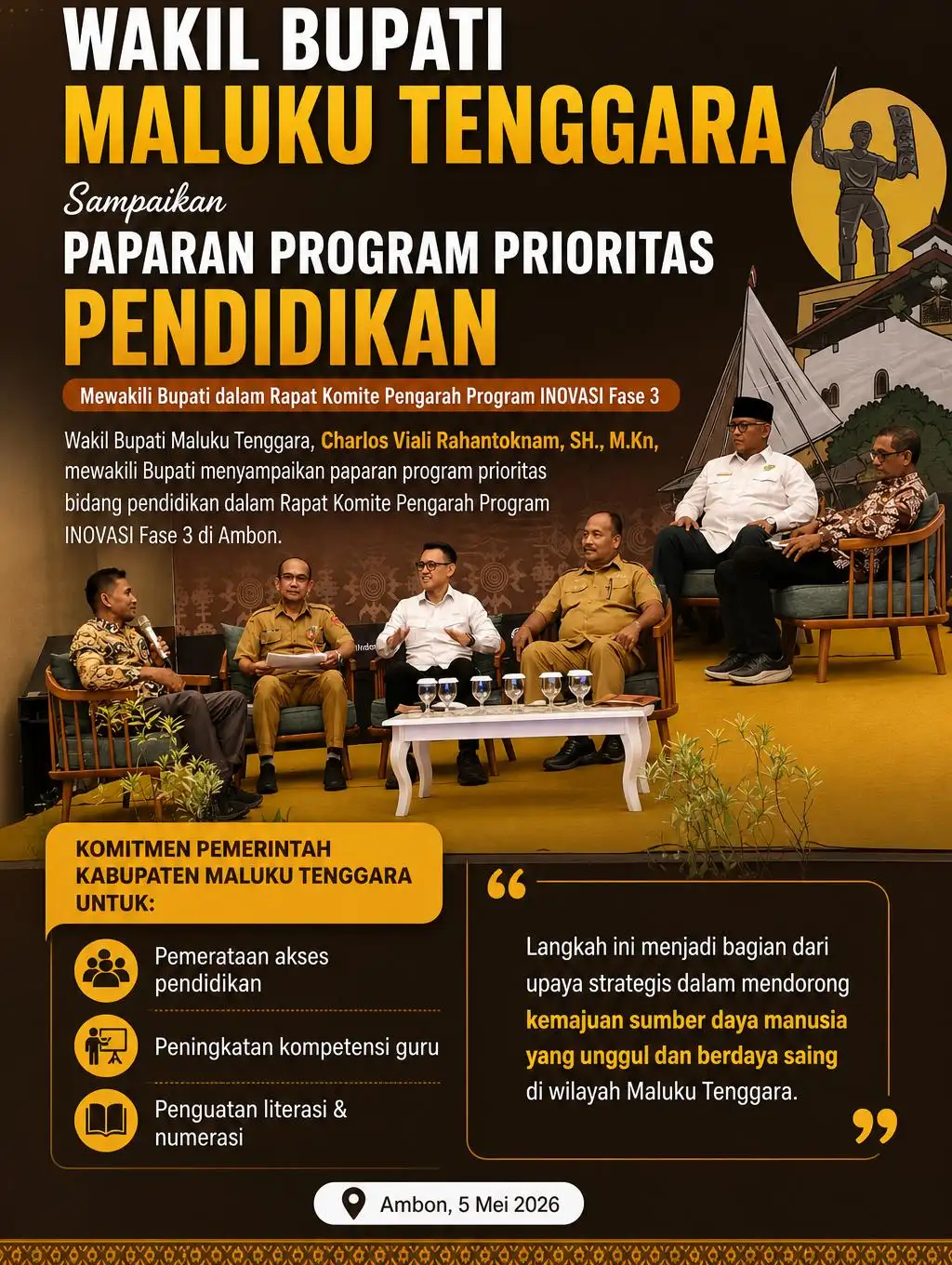 Hadapi Tantangan Geografis, Wabup Maluku Tenggara Fokuskan Pendidikan pada Pemerataan, Digitalisasi dan Kolaborasi