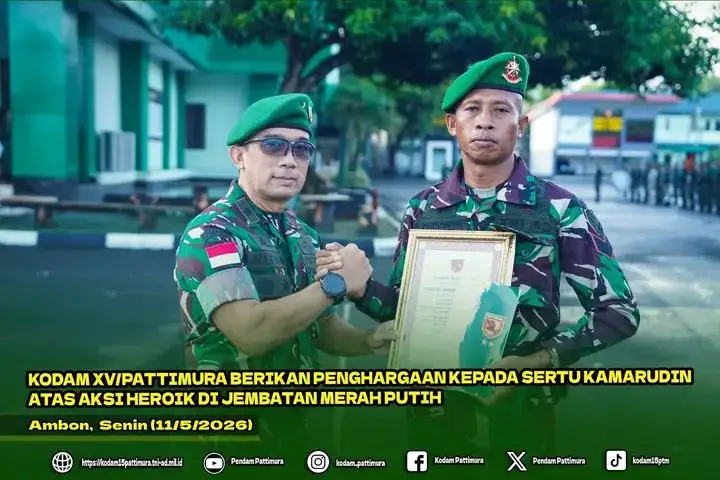 AKSI HEROIK DI JMP BERBUAH PENGHORMATAN: KODAM XV/PATTIMURA ANGKAT SERTU KAMARUDIN SEBAGAI WAJAH PRAJURIT PENYELAMAT NYAWA