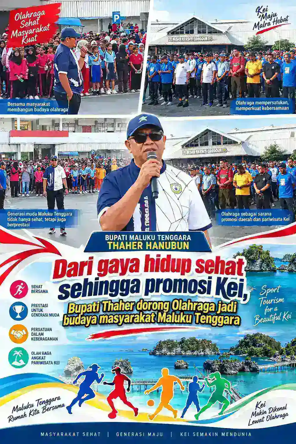 DARI GAYA HIDUP SEHAT HINGGA PROMOSI KEI, BUPATI THAHER DORONG OLAHRAGA JADI BUDAYA MASYARAKAT MALUKU TENGGARA