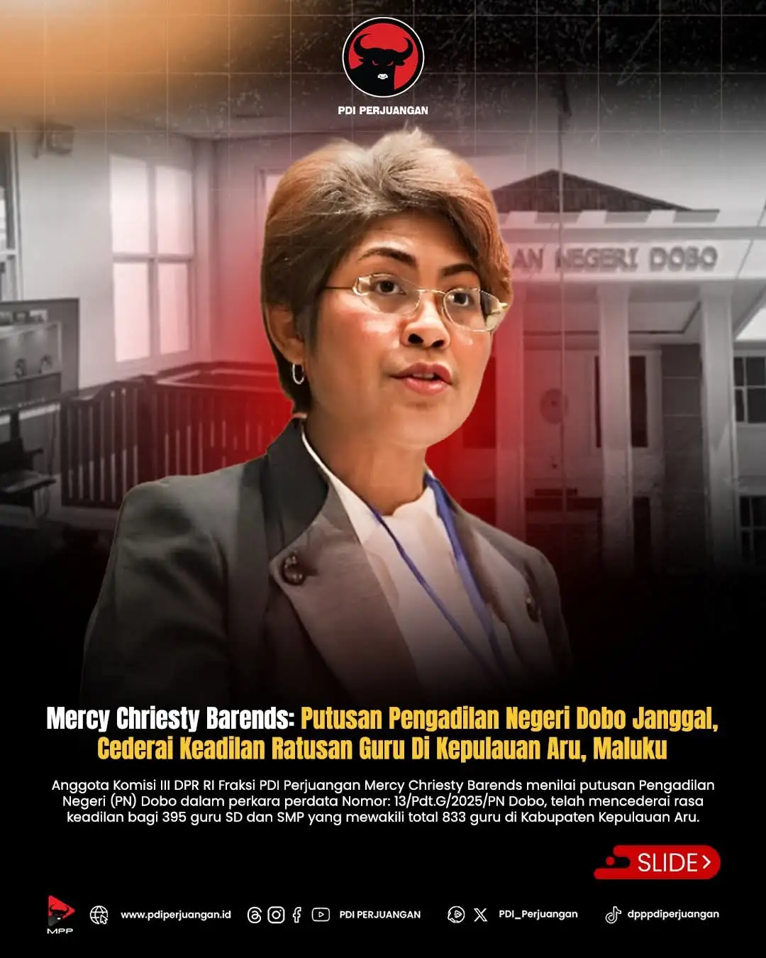 Mercy Barends Kritik Putusan PN Dobo: Keadilan 833 Guru Aru Dipertaruhkan