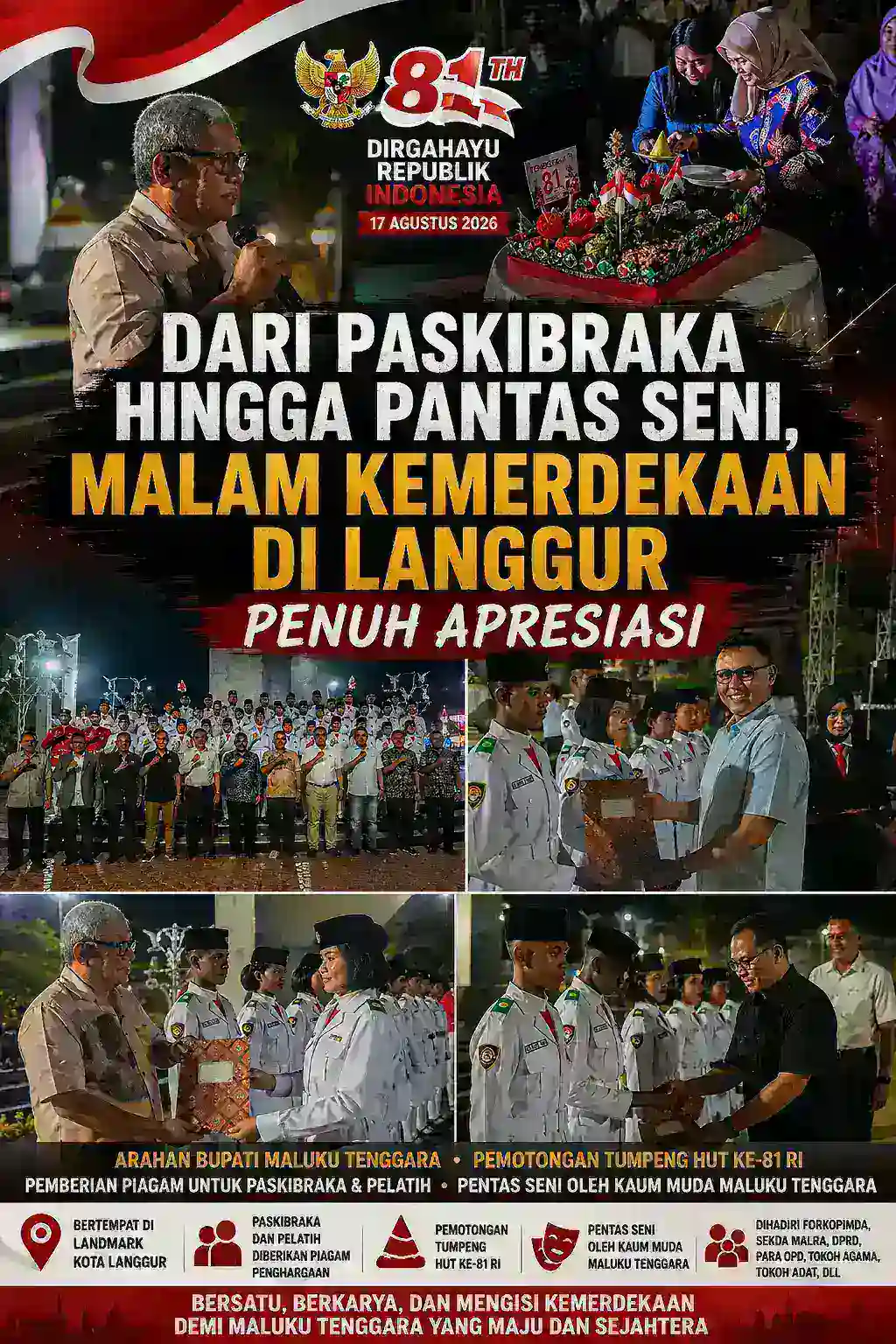 Malam Ramah Tamah HUT ke-81 RI di Langgur: Pemkab Malra Apresiasi Paskibraka dan Generasi Muda