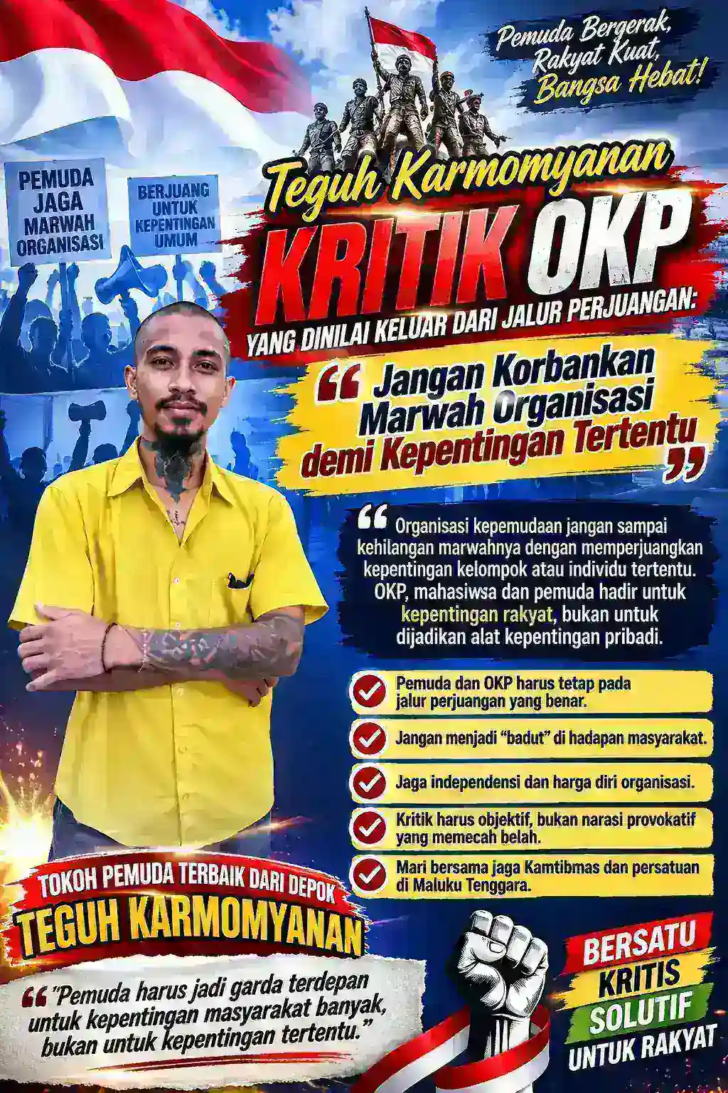 Teguh Karmomyanan Kritik OKP yang Dinilai Keluar dari Jalur Perjuangan: 