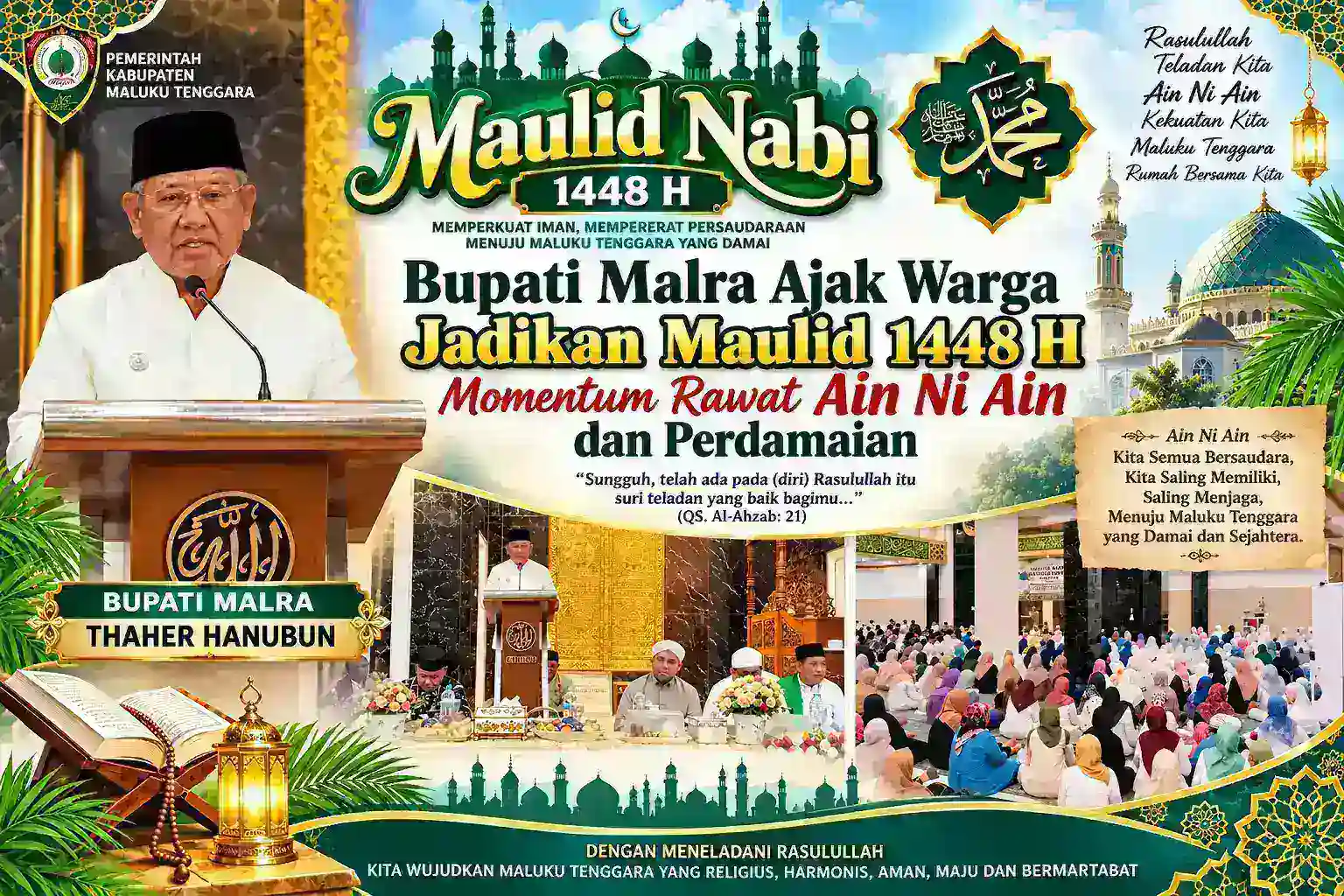 Bupati Malra Ajak Warga Jadikan Maulid 1448 H Momentum Rawat Ain Ni Ain dan Perdamaian