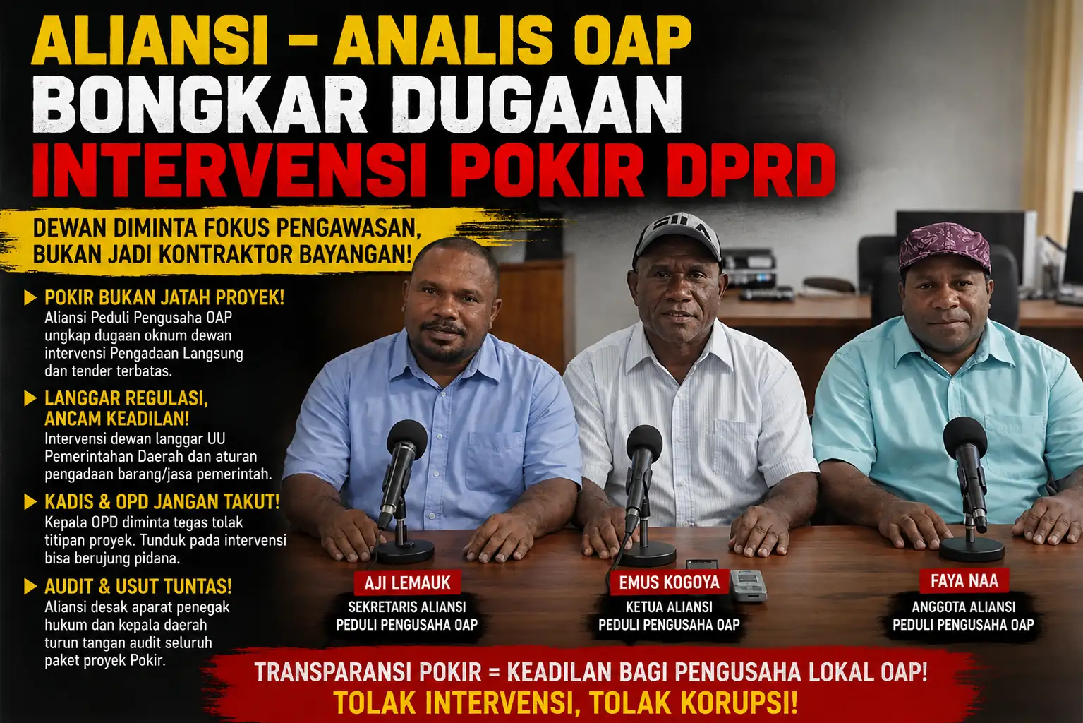 Aliansi OAP Bongkar Dugaan Intervensi Pokir DPRD